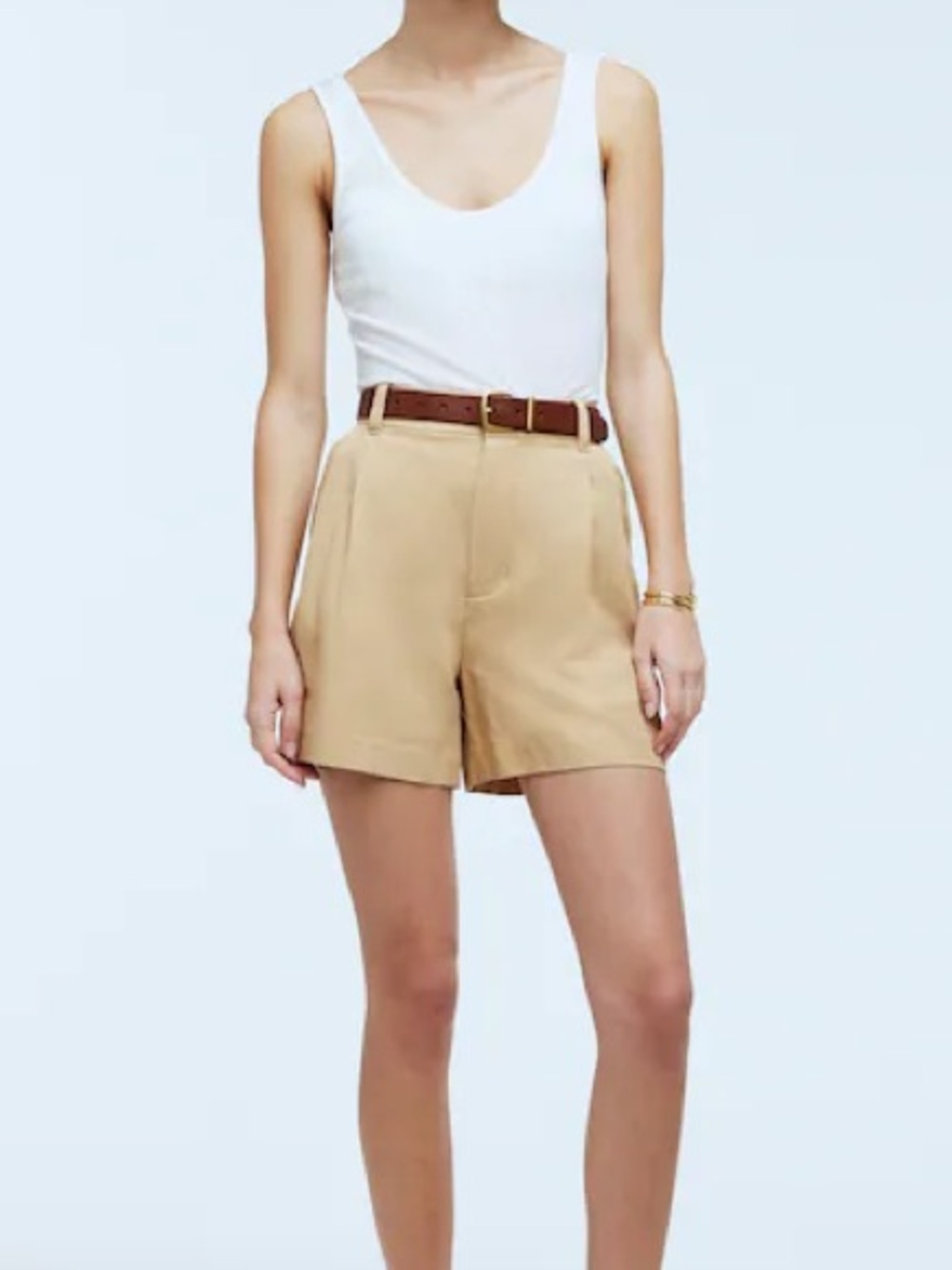 MADEWELL The Harlow Short in Drapey Twill Desert Dune Linen Blend Sz 4